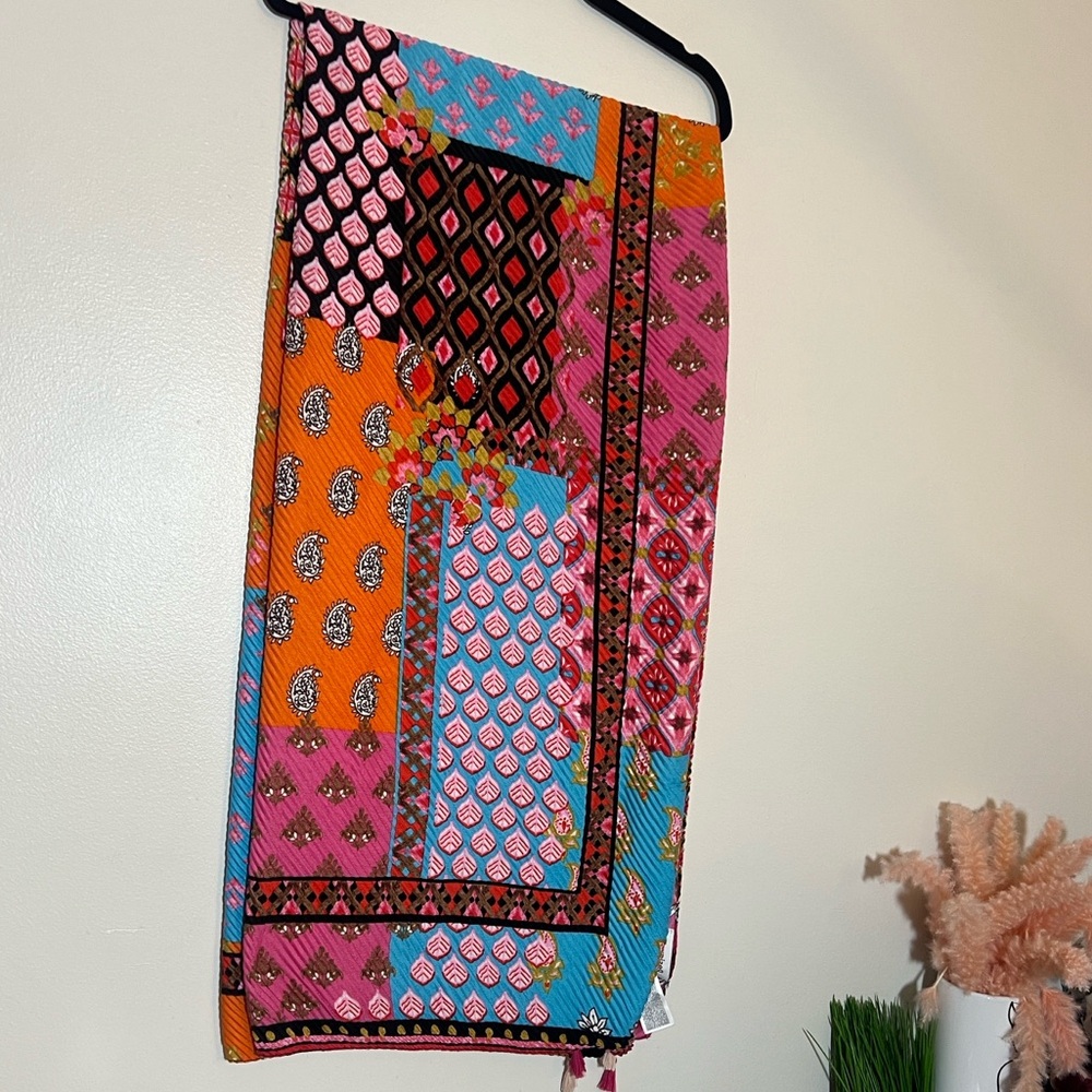 Desigual Multi Color Patchwork Pleated Foulard Sc… - image 7